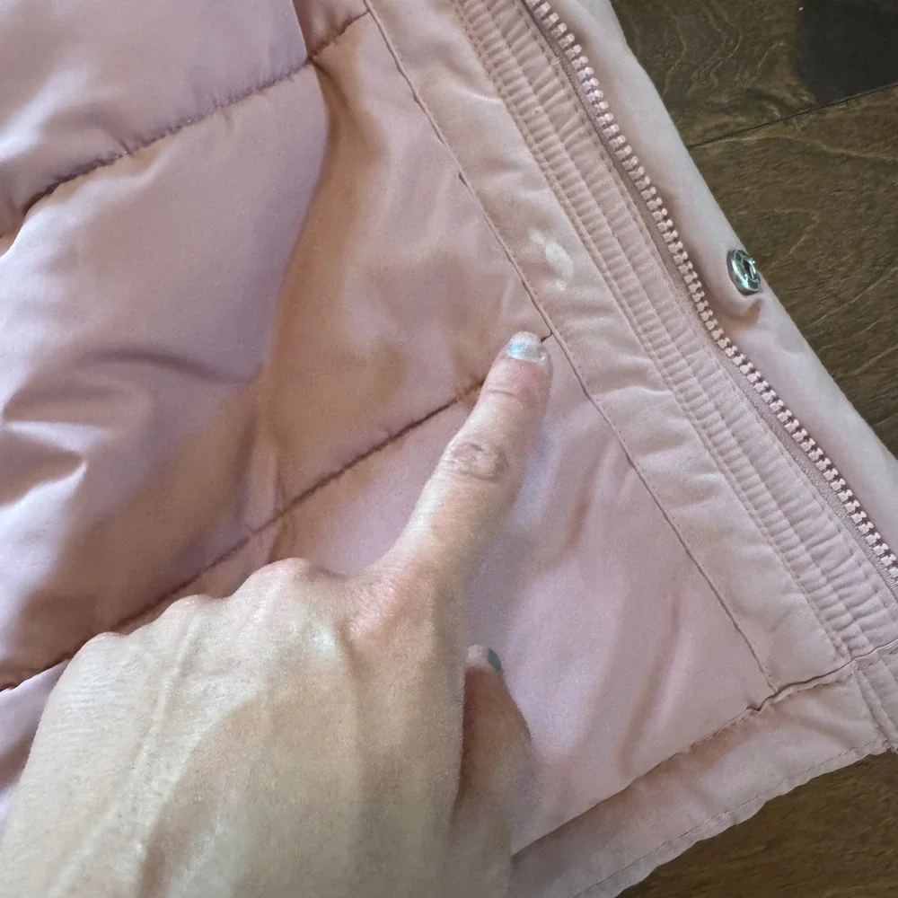 Cat & Jack Girls Pink Parka Jacket Faux Fur Hood Sherpa Lined Winter Coat Size 8